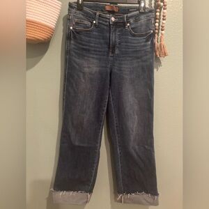 Judy Blue Dark Wash Straight Leg Cuffed Jeans